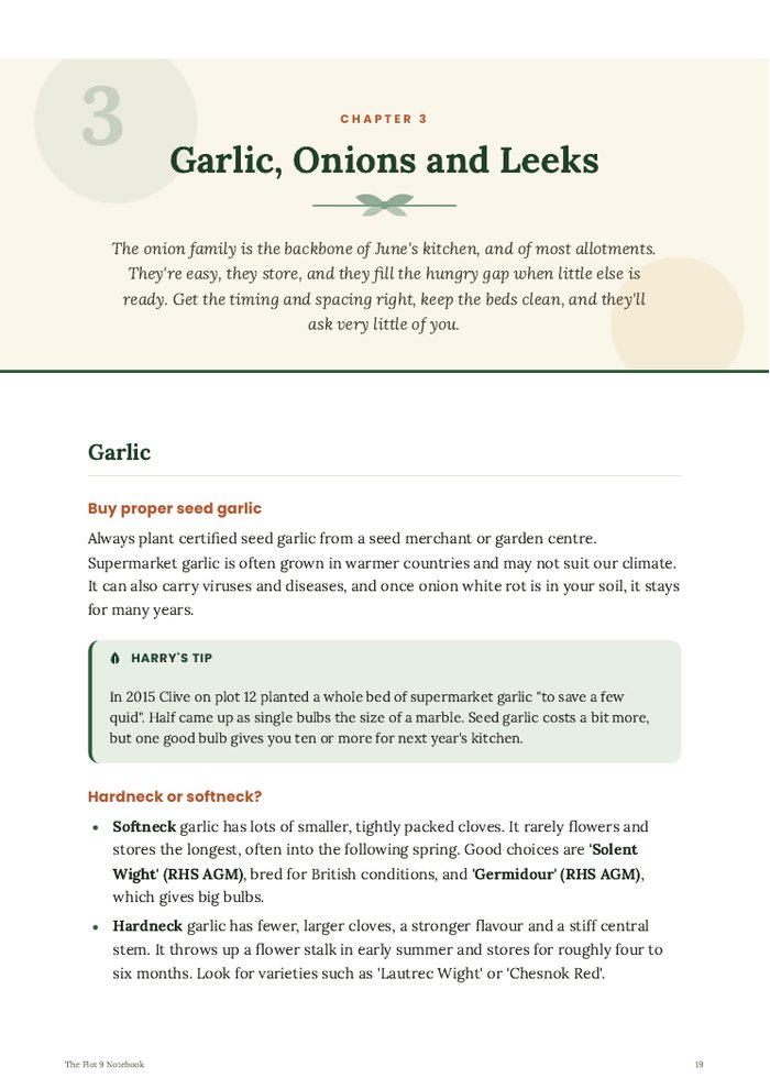 The opening page of Chapter 3, Garlic, Onions and Leeks.