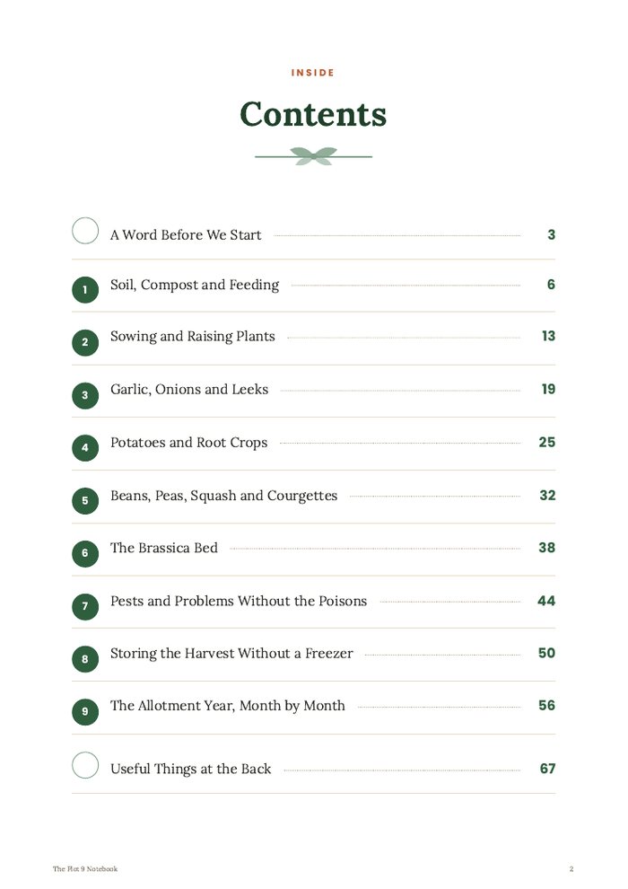 The contents page, listing all nine chapters with page numbers.